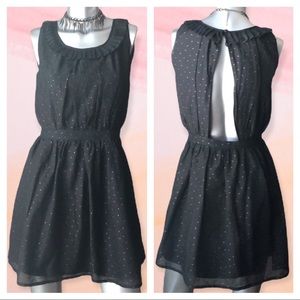 Arc & Co. Sheer Cut-Out Polka Dot Dress